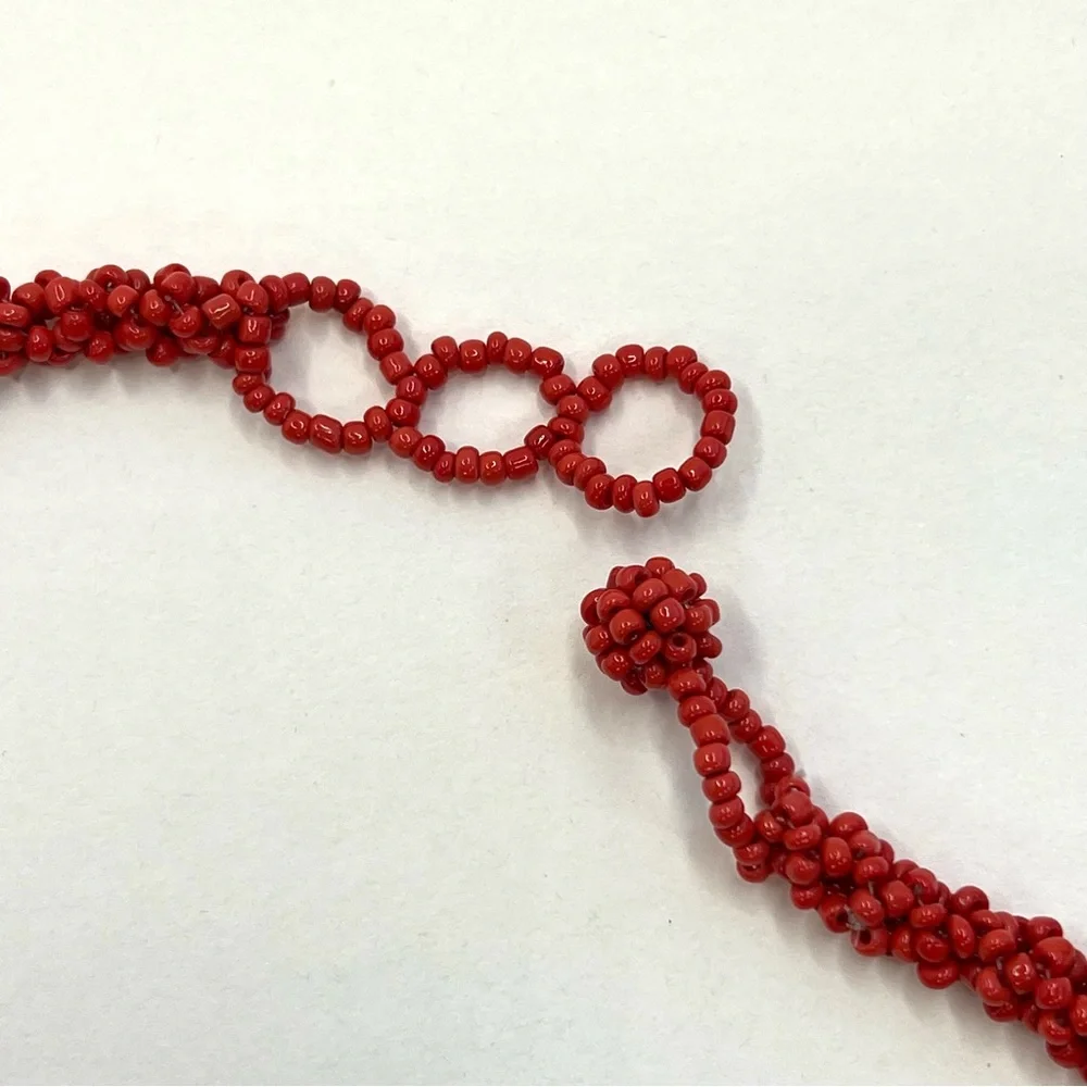Red Statement Necklace Glass Red Coral Beads
